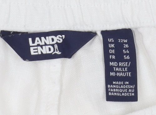 Lands' End Women's Plus White Linen Trousers