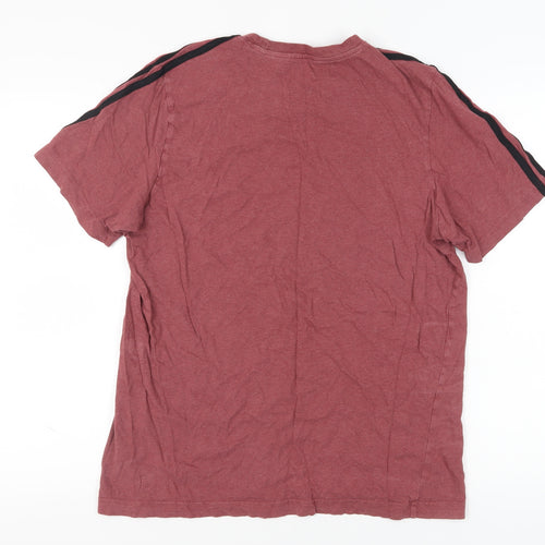 Adidas Men's Red L T-Shirt Crew Neck Short Sleeve