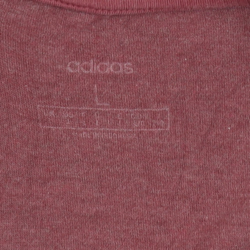 Adidas Men's Red L T-Shirt Crew Neck Short Sleeve