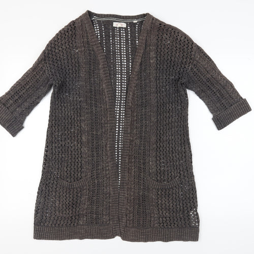 Fat Face Women's Grey Open-Knit Cardigan Size 10