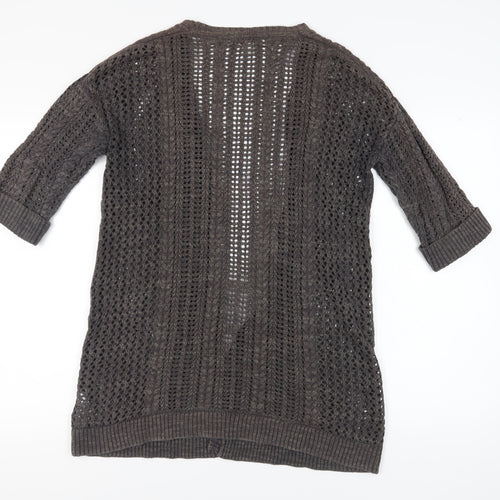 Fat Face Women's Grey Open-Knit Cardigan Size 10