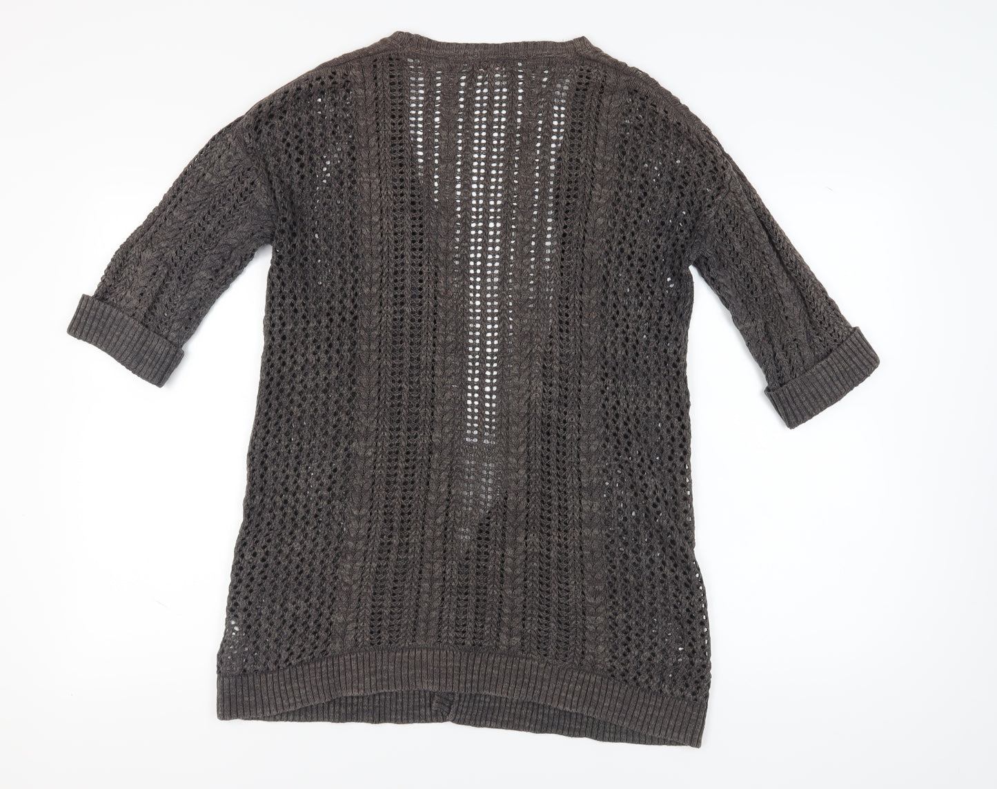 Fat Face Women's Grey Open-Knit Cardigan Size 10