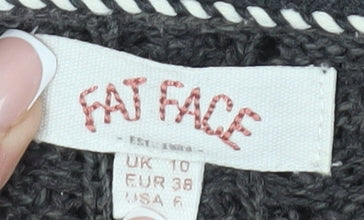 Fat Face Women's Grey Open-Knit Cardigan Size 10