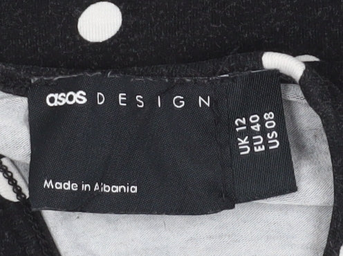 ASOS DESIGN Women's Black Polka Dot Dress Size 12