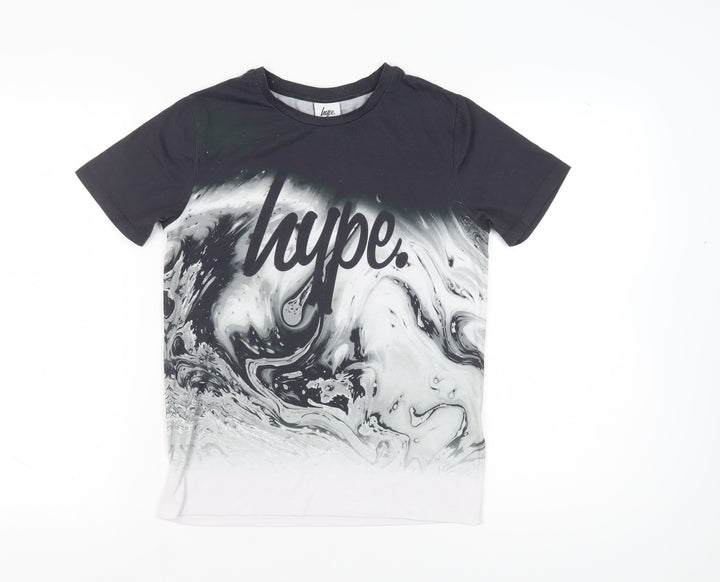 Hype Boys Black Graphic Print T-Shirt, Size 13 Years