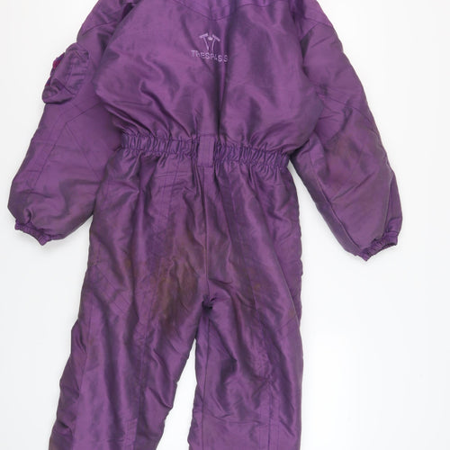 Trespass Girls Purple Ski Snowsuit 11-12 Yrs Full Zip Hooded