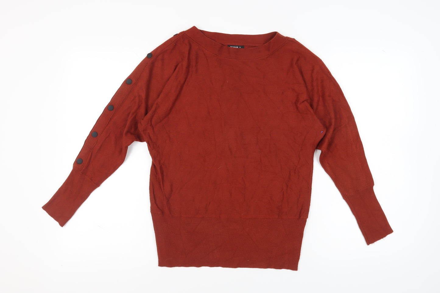 Roman Women's Red Button Sleeve Jumper Size 10