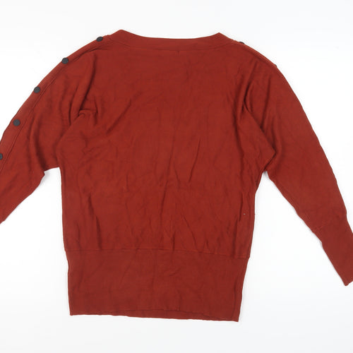 Roman Women's Red Button Sleeve Jumper Size 10