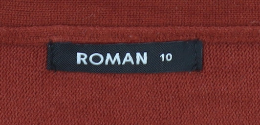 Roman Women's Red Button Sleeve Jumper Size 10
