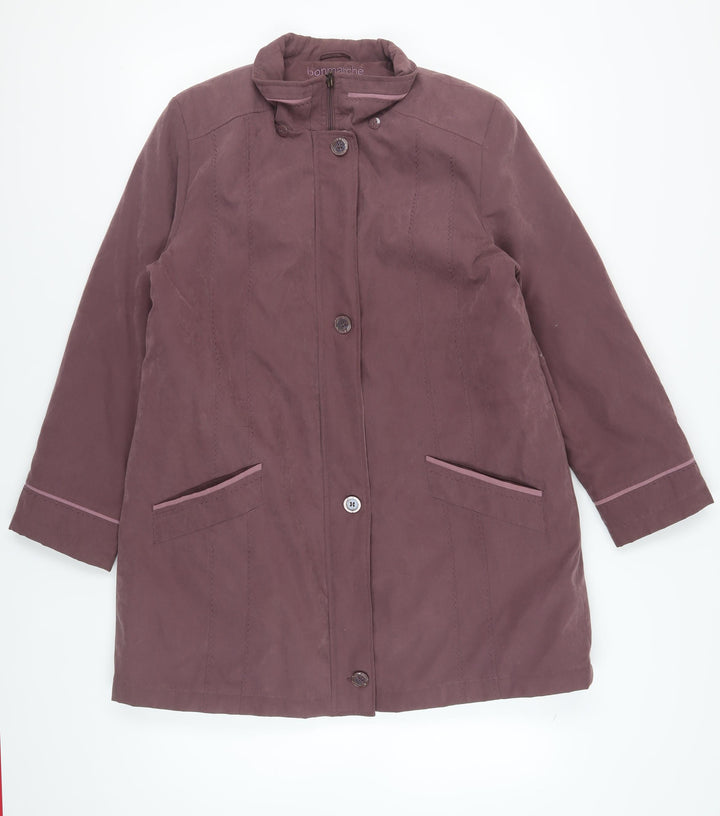 Bonmarché Women's Purple Mid-Length Button Coat M