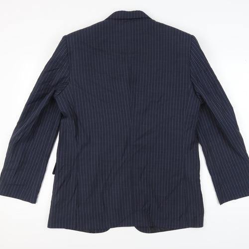 AL ZOUZOU Men's Blue Striped Suit Jacket Size 42