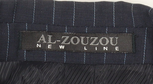 AL ZOUZOU Men's Blue Striped Suit Jacket Size 42