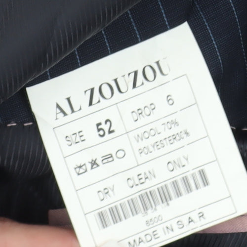 AL ZOUZOU Men's Blue Striped Suit Jacket Size 42