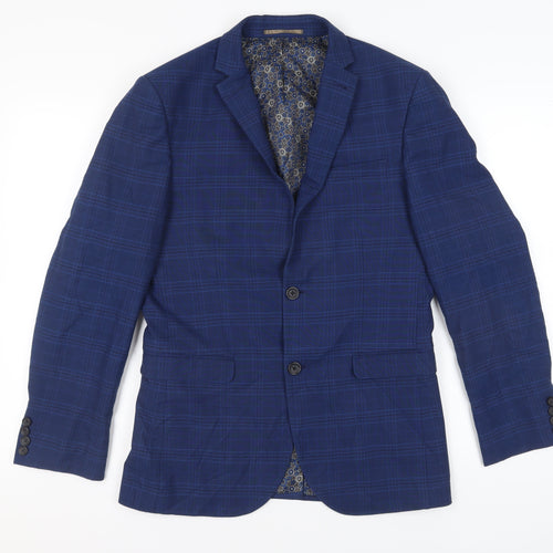 Next Men's Blue Check Blazer, Size 38 Regular