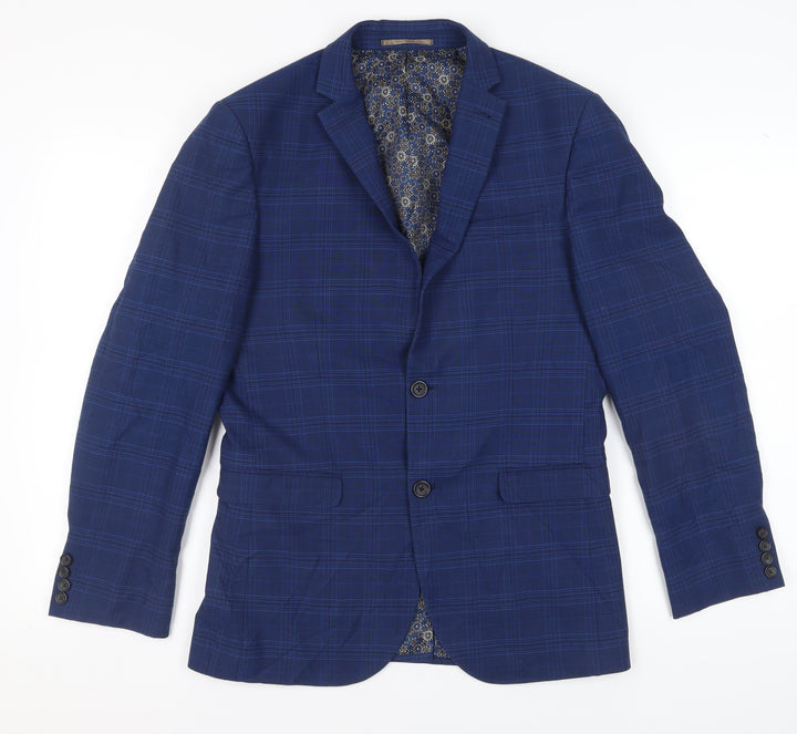 Next Men's Blue Check Blazer, Size 38 Regular