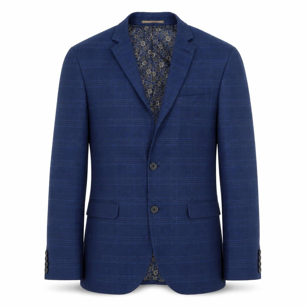 Front view of Next Men's Blue Check Blazer, size 38, Regular