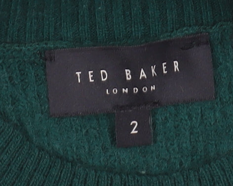 Ted Baker Women's Green Mock Neck Pullover Jumper Size 10