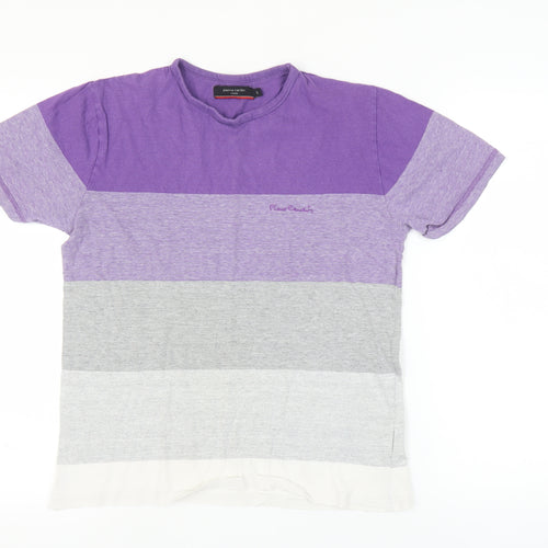 Pierre Cardin Men's Purple Colourblock T-Shirt, Size S