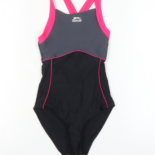 Slazenger Women's Black One Piece Swimsuit, Size 6, Stretchy