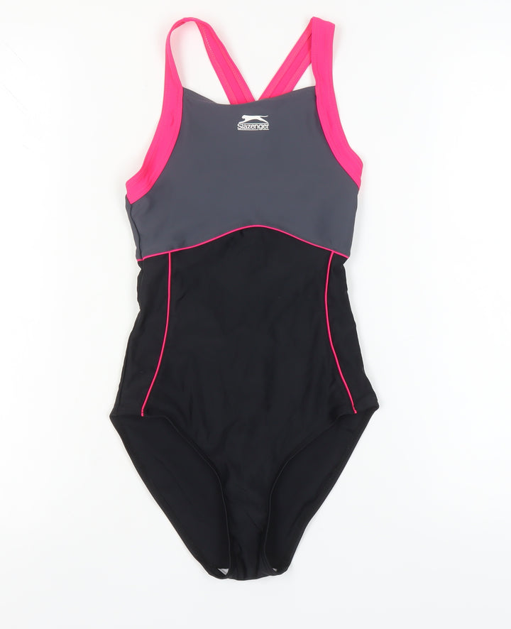 Slazenger Women's Black One Piece Swimsuit, Size 6, Stretchy