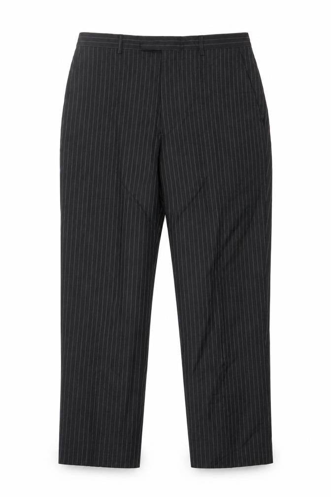 Front view of Austin Reed Men's Black Wool Striped Trousers 34S