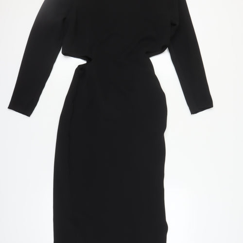 Zara Women's Black Midi Dress S - Elegant Party/Cocktail