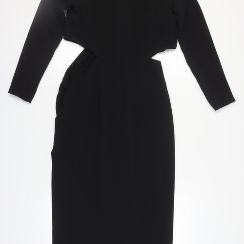Zara Women's Black Midi Dress S - Elegant Party/Cocktail