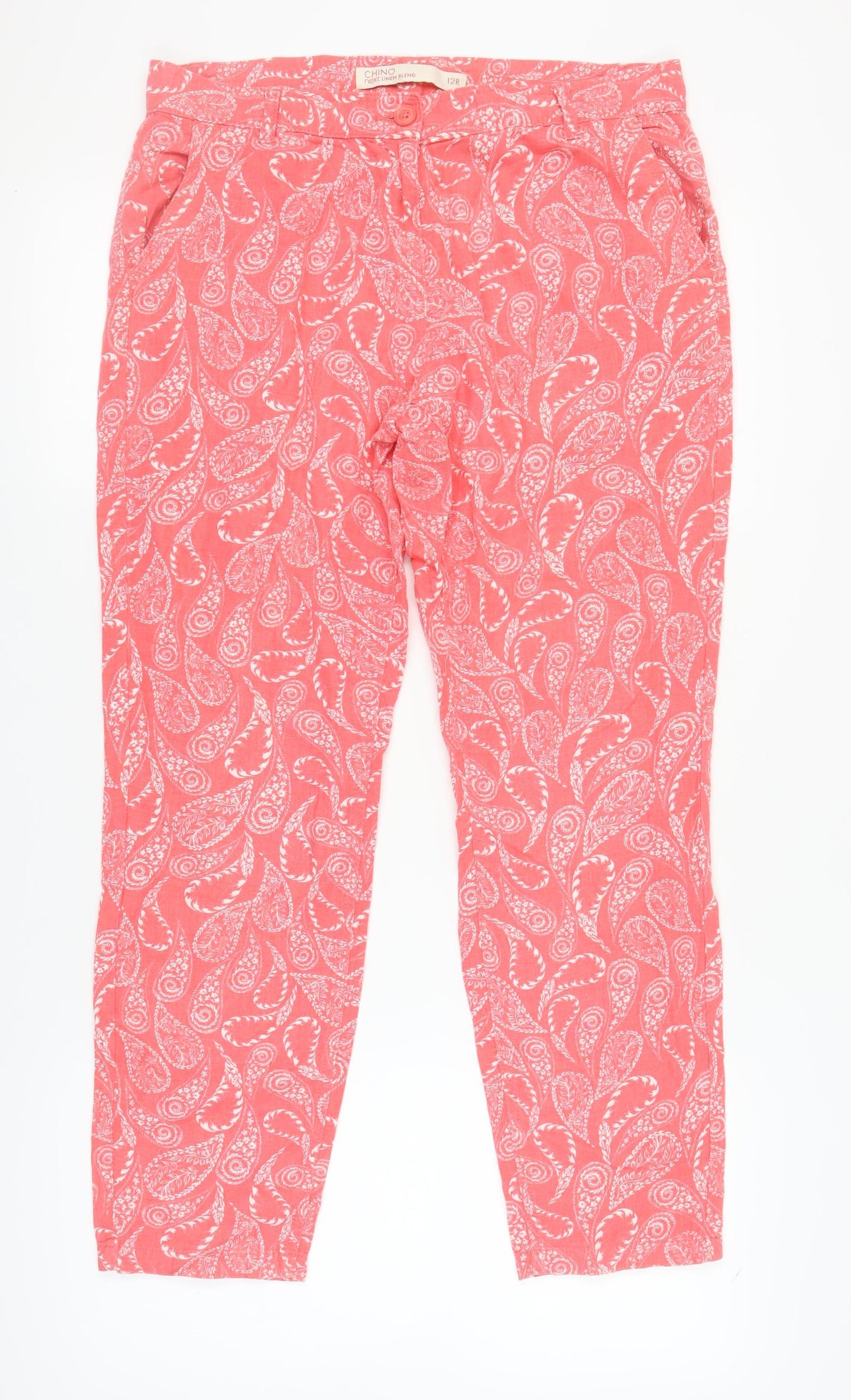 Next Women's Red Paisley Chino Trousers Size 12