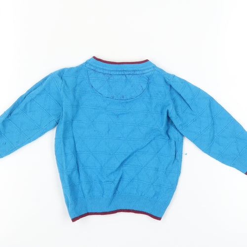 Baker by Ted Baker Unisex Blue Argyle Pullover Jumper, 18-24 Months