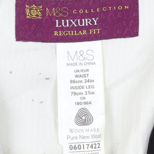 Marks and Spencer Men's Blue Striped Trousers, Size 34