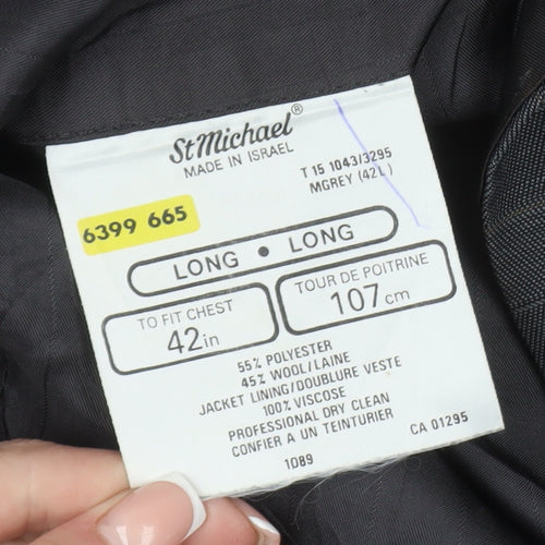 St Michael Men's Grey Double-Breasted Blazer, 42L
