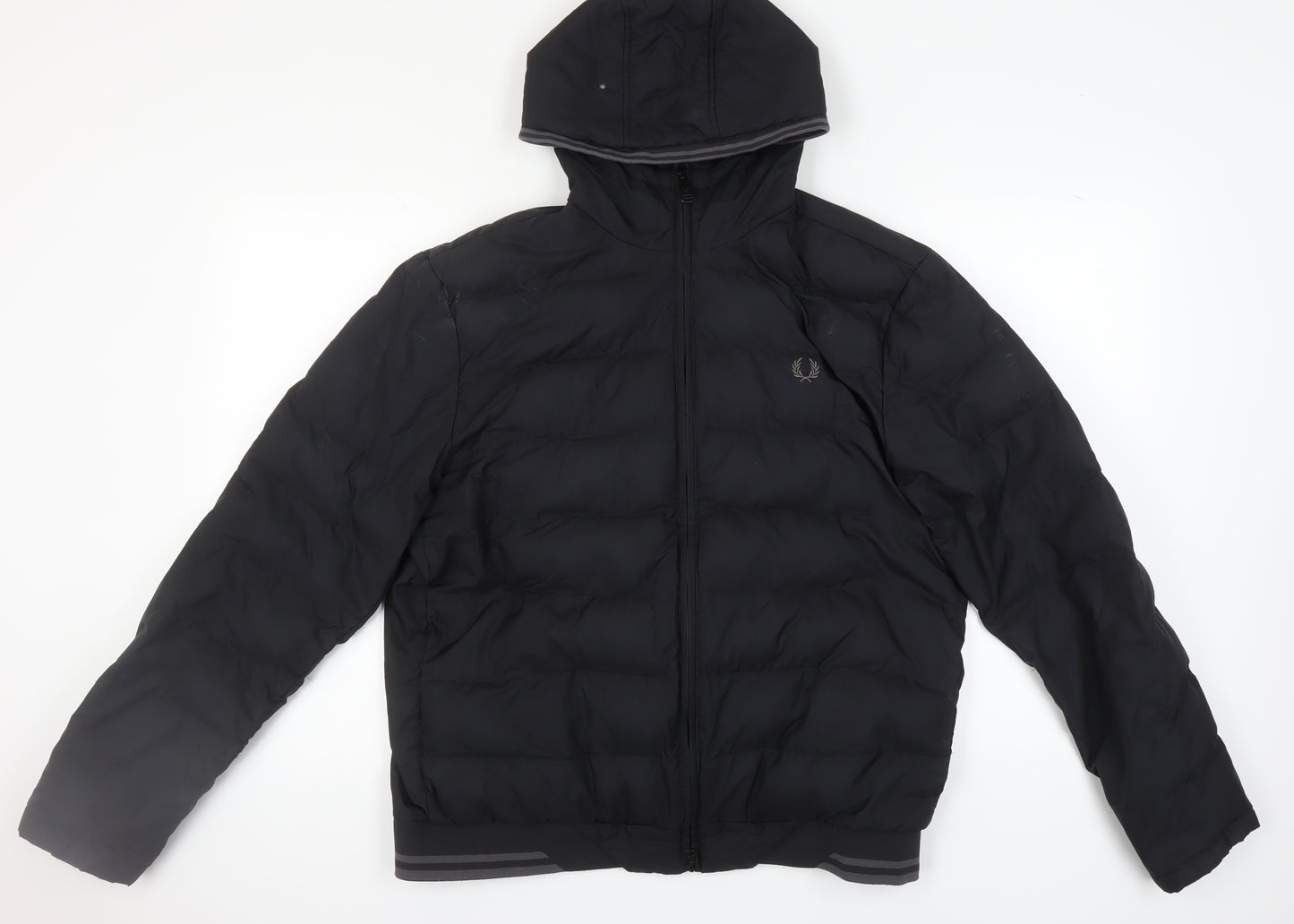 Fred Perry Men's Black Puffer Hooded Jacket L