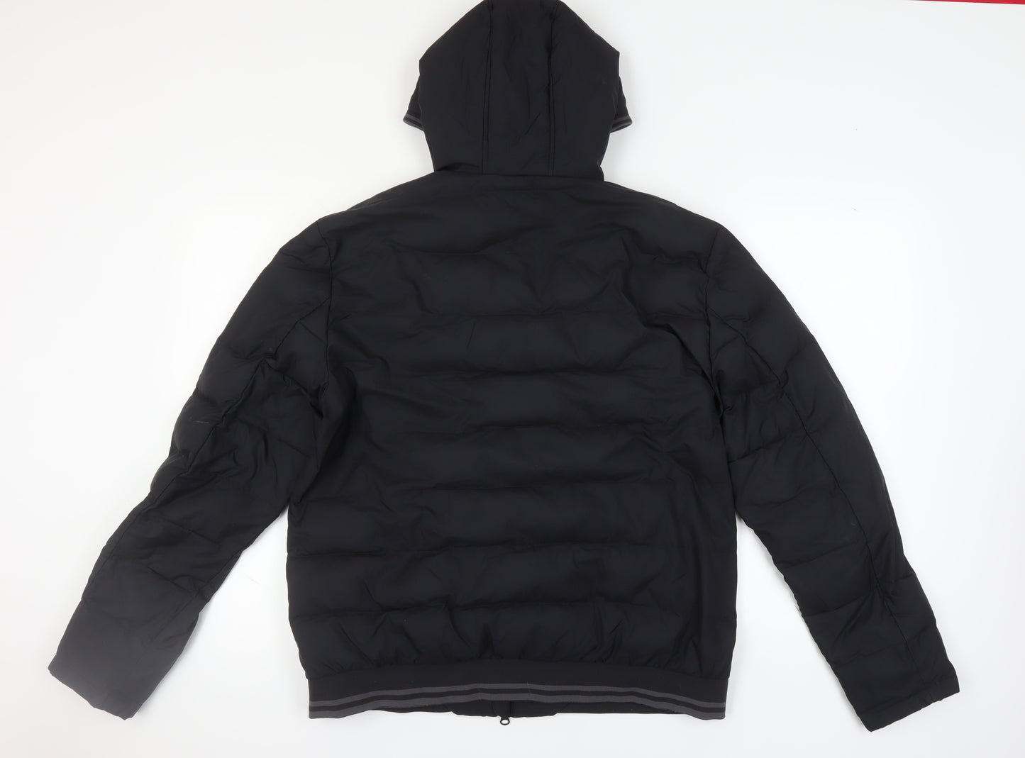 Fred Perry Men's Black Puffer Hooded Jacket L