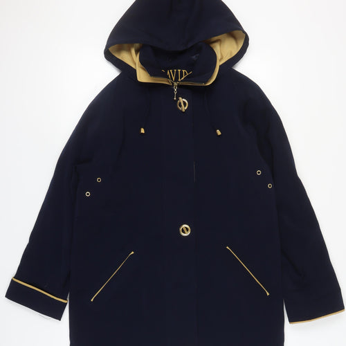 David Barry Women's Blue Coat, Size 12, Hooded, Casual