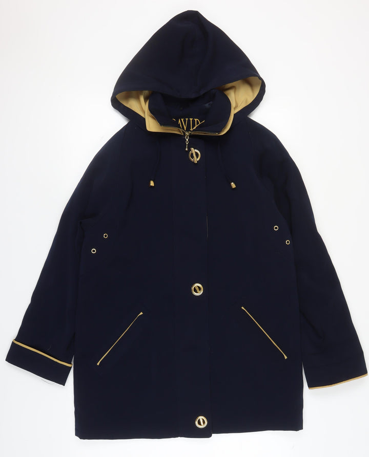 David Barry Women's Blue Coat, Size 12, Hooded, Casual