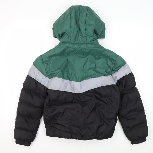 Threadboys Boys Green Colourblock Puffer Jacket 9-10 Years