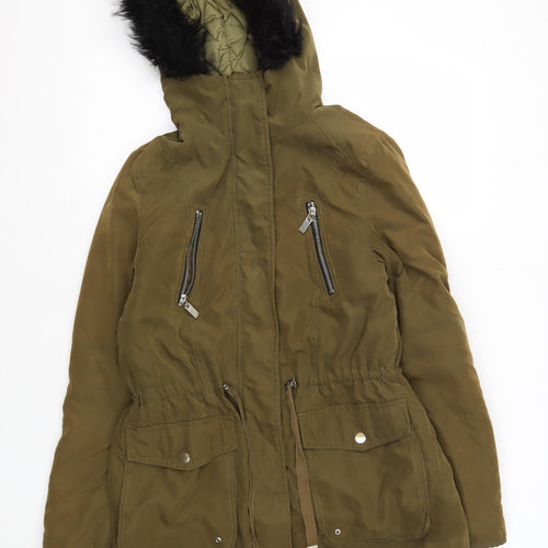 Oasis Women's Green Hooded Jacket Size 8