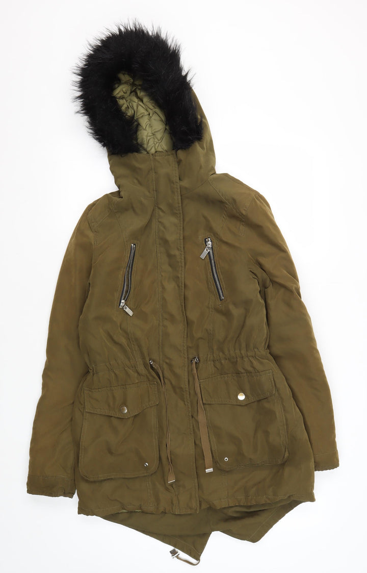 Oasis Women's Green Hooded Jacket Size 8