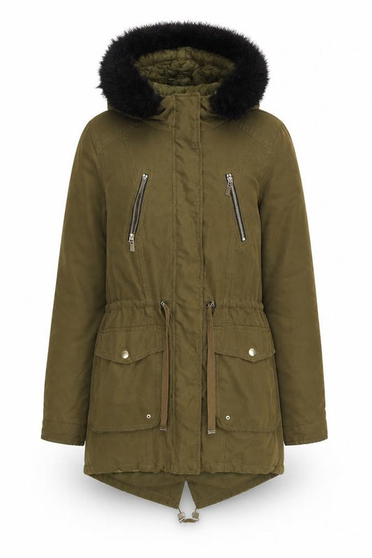 Front view of Oasis Women's Green Hooded Jacket, size 8