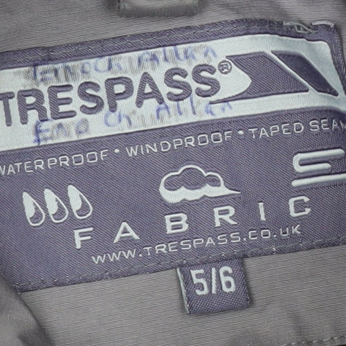 Trespass Boys Grey Black Parka Jacket 5-6 Years Winter