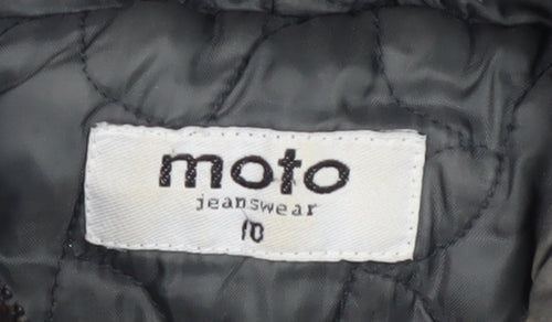 Moto Jeanswear Women's Black Hooded Jacket Size 10