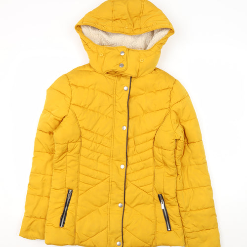 New Look Women's Yellow Puffer Jacket Size 6