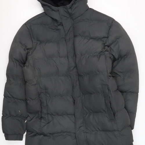 Brave Soul Men's Black Puffer Jacket M Hooded