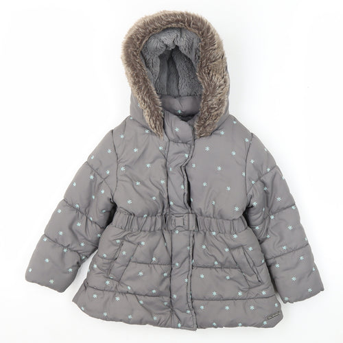 Rocha Little Rocha Grey Puffer Coat, 18-24 Months, Winter Hooded