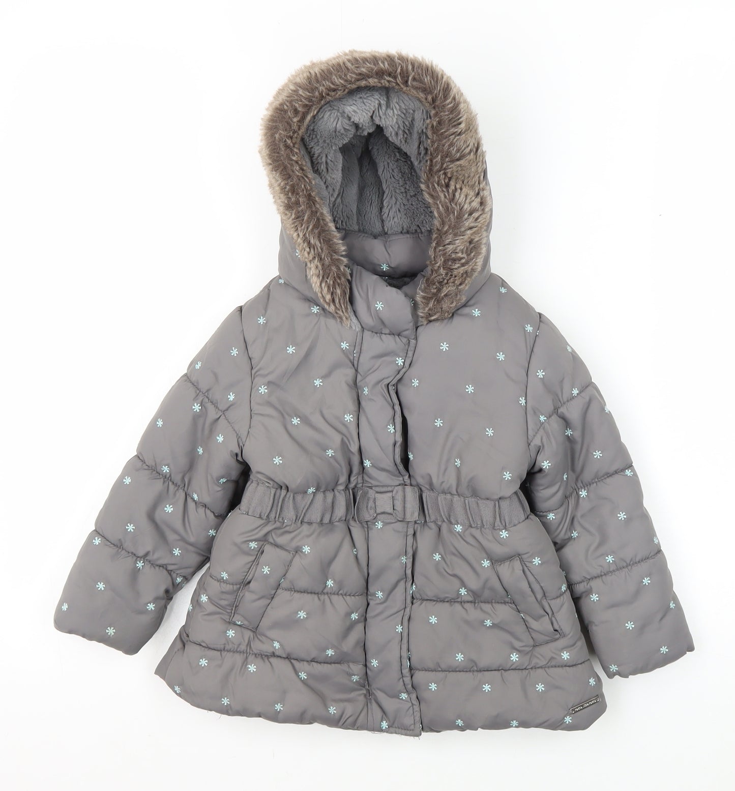 Rocha Little Rocha Grey Puffer Coat, 18-24 Months, Winter Hooded
