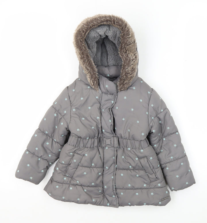 Rocha Little Rocha Grey Puffer Coat, 18-24 Months, Winter Hooded