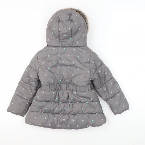 Rocha Little Rocha Grey Puffer Coat, 18-24 Months, Winter Hooded