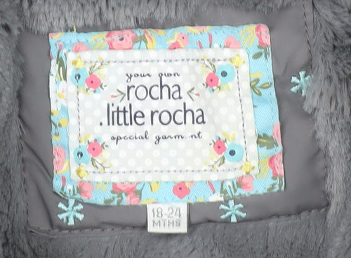 Rocha Little Rocha Grey Puffer Coat, 18-24 Months, Winter Hooded