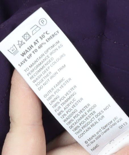Marks and Spencer Purple Women's Parka Coat UK 14