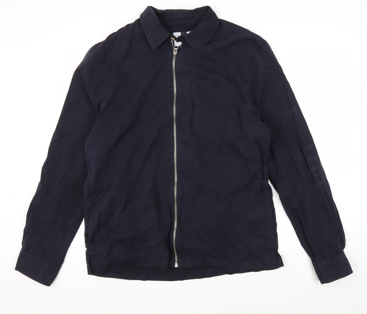 Topman Men's Blue Cotton Zip Jacket Size L